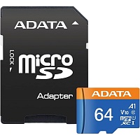 Карта пам'яті ADATA MicroSDXC Premier 64Gb Class 10 UHS-1 A2 + SD адаптер (AUSDX64GUICL10A1-RA1) - придбати в Дніпрі, Україні: ціна, характеристики | інтернет-магазин TOUCH