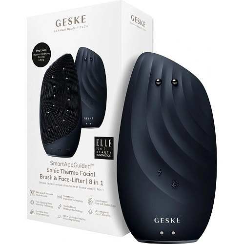 Чистящая щетка для лица GESKE Sonic Thermo Facial Brush&Face-Lifter 8в1 Black (HB0091)