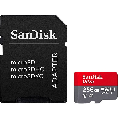 Карта памяти SanDisk microSDXC 256GB UHS-I Ultra A1 V10 + SD Adapter (SDSQUAC-256G-GN6MN)