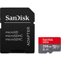 Карта памяти SanDisk microSDXC 256GB UHS-I Ultra A1 + SD Adapter (SDSQUAC-256G-GN6MA)