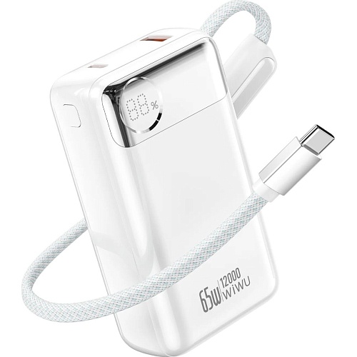 Внешний аккумулятор WiWU Power Plus T132 12000mAh 65W White (6979107511143)