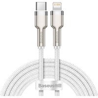 Кабель Baseus Cafule Metal USB-C to Lightning PD 20W 2m White (CATLJK-B02) - придбати в Дніпрі, Україні: ціна, характеристики | інтернет-магазин TOUCH