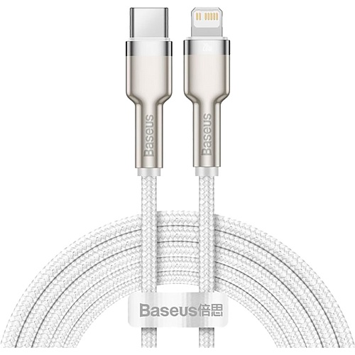 Кабель Baseus Cafule Metal USB-C to Lightning PD 20W 2m White (CATLJK-B02) - придбати в Дніпрі, Україні: ціна, характеристики | інтернет-магазин TOUCH