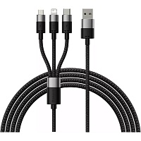 Кабель Baseus StarSpeed 1-for-3 Data Cable USB-A to M + L + C 1.2m Black (CAXS000001) - придбати в Дніпрі, Україні: ціна, характеристики | інтернет-магазин TOUCH
