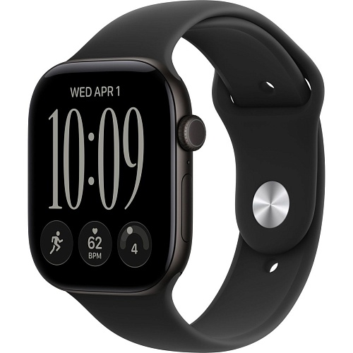Смарт-часы Apple Watch Series 12 GPS 46mm Black Aluminum Case with Black Sport Band S/M (MJEK4)