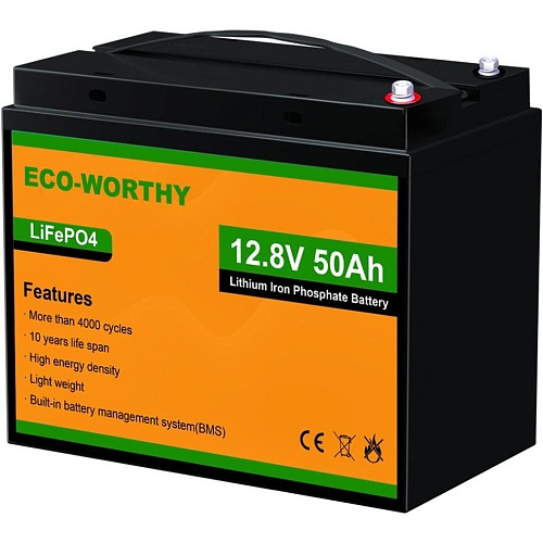 Акумулятор Eco-Worthy LiFePO4 12V (12.8V/50Ah/640Wh) (Eco-Worthy-1250) - придбати в Дніпрі, Україні: ціна, характеристики | інтернет-магазин TOUCH