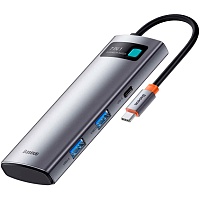 USB-хаб Baseus Metal Gleam Series 7-in-1 Multifunctional Type-C HUB Gray (WKWG020113) - придбати в Дніпрі, Україні: ціна, характеристики | інтернет-магазин TOUCH