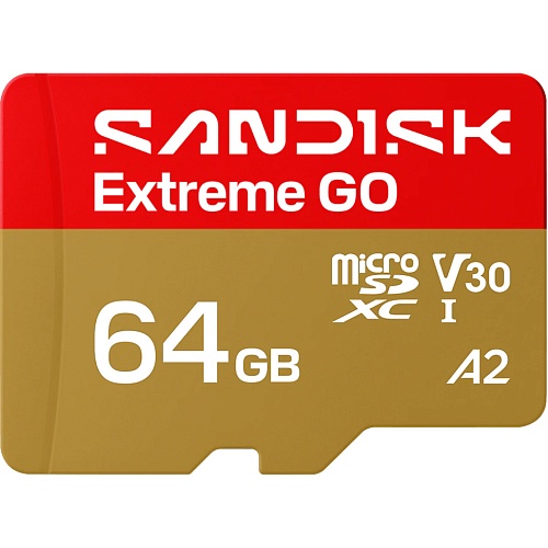 Карта памяти SanDisk microSDXC Extreme GO 64GB Class 10 UHS-I V30 A2 (SDSQXGN-064G-GN6MN)