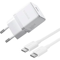 Мережевий зарядний пристрій Baseus Palm Fast Charger USB-C 30W + Cable USB-C to USB-C 60W 1m Moon White (P10111605213-01) - придбати в Дніпрі, Україні: ціна, характеристики | інтернет-магазин TOUCH