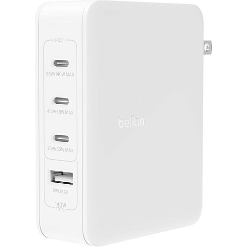 Сетевое зарядное устройство Belkin Boost Up Charge Pro GaN 4-Ports Charger 140W White (WCH014BTWH)
