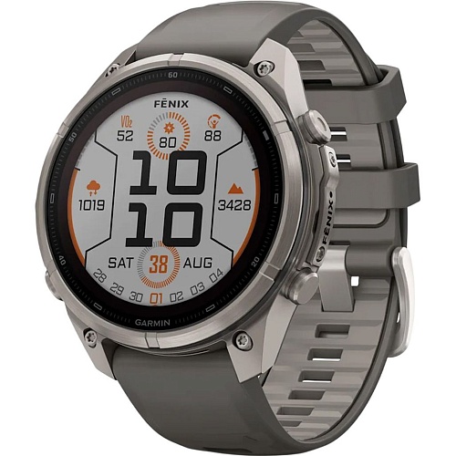 Garmin Fenix 9 Pro Solar 47mm Titanium with Pebble Gray/Silver Gray Silicone Band (010-04338-05/06)