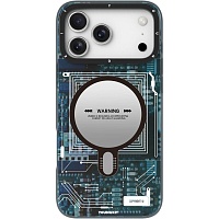 Чехол YoungKit Futuristic Circuit Board with Magnetic Ring для Apple iPhone 17 Pro Blue