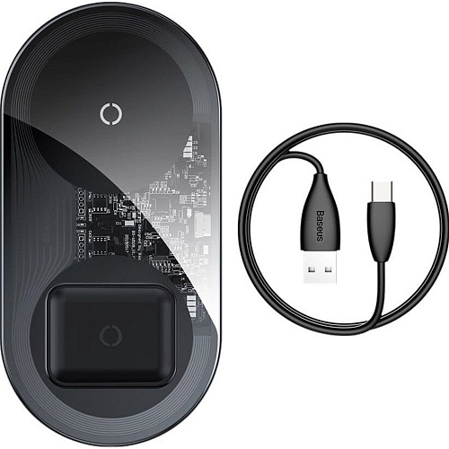 Беспроводное зарядное устройство Baseus Simple 2in1 Wireless Charger 18W Transparent (WXJK-A01)