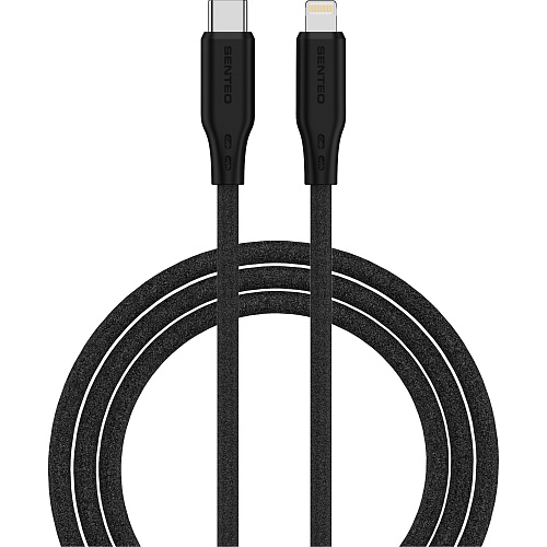 Кабель Senteo SL-04 Embossed Silicone USB-C to Lightning 30W 1m Black