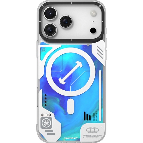 Чехол YoungKit Cyberpunk Luminous Case with Magnetic Ring для Apple iPhone 17 Pro Glow Blue