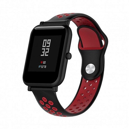 Универсальный ремешок для Amazfit Bip 20mm Black-Red (AMZBPSILNIKE-BRD)