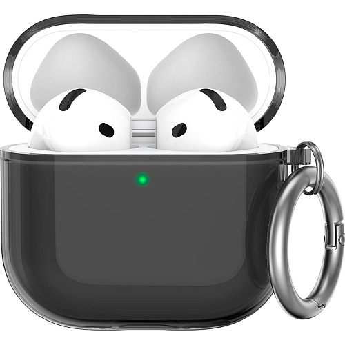 Чехол AhaStyle Transparent TPU Silicone Case для AirPods 4 Black