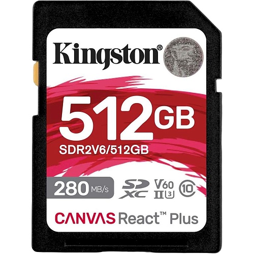 Карта памяти Kingston SDXC Canvas React Plus 512GB Class 10 UHS-II U3 V60 (SDR2V6/512GB) Витрина