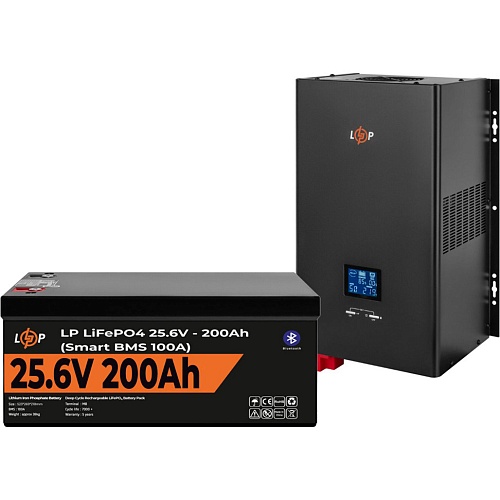 Джерело безперебійного живлення (ДБЖ) LogicPower LPE-W-PSW-3600VA + LiFePO4 батарея 25.6V - 200Ah Smart BMS BT (20490) - придбати в Дніпрі, Україні: ціна, характеристики | інтернет-магазин TOUCH