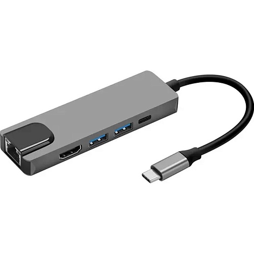 USB-хаб Prologix 5-in-1 Type-C to HDMI+2xUSB3.0+USB-C PD+Lan (PR-WUC-103B)