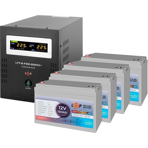 Джерело безперебійного живлення (ДБЖ) LogicPower LPY-B-PSW-6000VA + 4 x LPN-GL батарея 12V - 100Ah (18059) - придбати в Дніпрі, Україні: ціна, характеристики | інтернет-магазин TOUCH