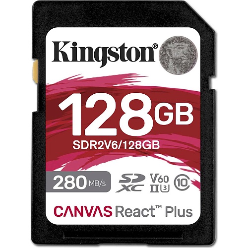 Карта памяти Kingston SDXC Canvas React Plus 128GB Class 10 UHS-II U3 V60 (SDR2V6/128GB)