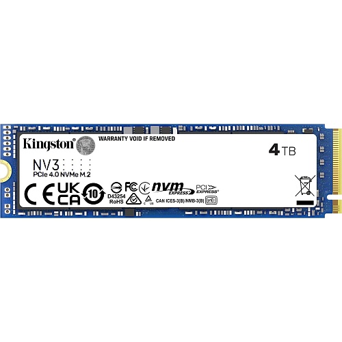 SSD накопитель Kingston NV3 4TB M.2 2280 PCIe Gen 4.0 x4 (SNV3S/4000G)
