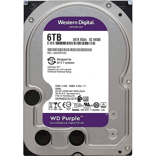 Жесткий диск 3.5" WD Purple 6TB SATA 256MB (WD63PURZ)