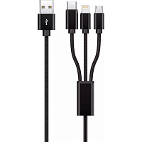 Кабель Proove Triple Connection 3 in 1 USB-A to USB-C/Lightning/Micro-USB 3A 1.2m Black (CCTC20001501) - придбати в Дніпрі, Україні: ціна, характеристики | інтернет-магазин TOUCH
