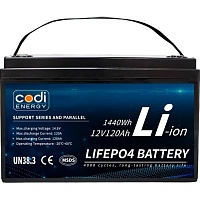 Акумулятор Codi Energy LiFePO4 12V (12V/120Ah/1440Wh) (BMS 100A/100A) - придбати в Дніпрі, Україні: ціна, характеристики | інтернет-магазин TOUCH