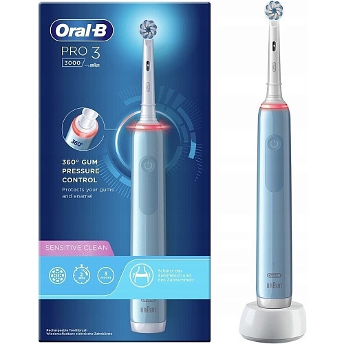 Электрическая зубная щетка Oral-B Pro 3 3000 Sensitive Blue (D505.513.3)