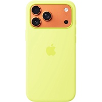 Чехол Silicone Case with Button, Animation & MagSafe для Apple iPhone 17 Pro Max Neon Yellow AAA