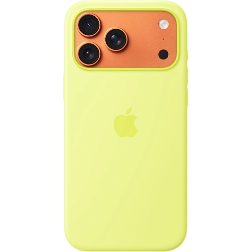 Чехол Silicone Case with Button, Animation & MagSafe для Apple iPhone 17 Pro Max Neon Yellow AAA