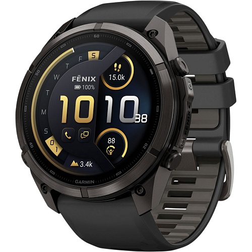 Смарт-годинник Garmin Fenix 9 Pro inReach 43mm Carbon Gray DLC Titanium w. Black/Pebble Gray Silicone Band (010-04335-10/11) - придбати в Дніпрі, Україні: ціна, характеристики | інтернет-магазин TOUCH