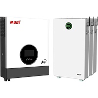 Система хранения энергии Must PH19-10048 EXP 10kW + 3 АКБ LP28-48200 30.7kWh (51.2V/200Ah/10240Wh)
