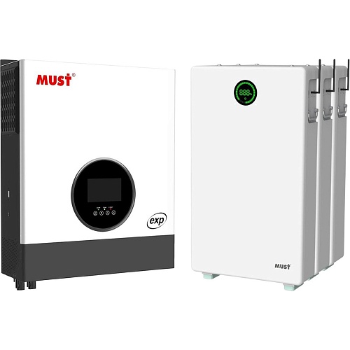 Система хранения энергии Must PH19-10048 EXP 10kW + 3 АКБ LP28-48200 30.7kWh (51.2V/200Ah/10240Wh)