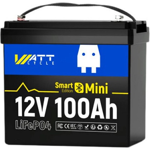Аккумулятор WattCycle LiFePO4 12V(12.8/100Ah/1280Wh) (WT12V100AH100MINIBT)