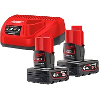 Аккумуляторы к электроинструменту + зарядное устройство Milwaukee M12 NRG-402 (4933459211)