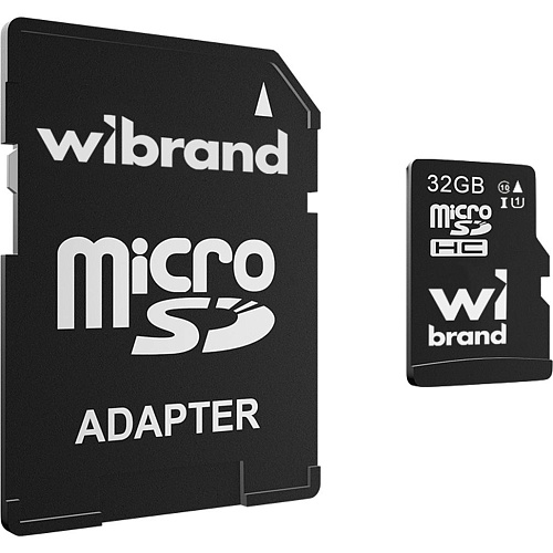 Карта памяти Wibrand microSDHC 32GB Class 10 UHS-I + SD Adapter (WICDHU1/32GB-A)