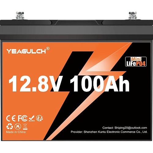 Аккумулятор Yeagulch LiFePO4 12V (12.8V/100Ah/1280Wh) (YEAGULCH-12.8V/100Ah Mini)