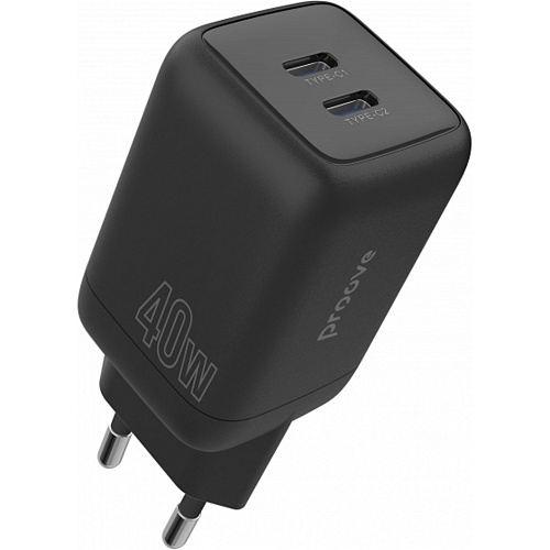 Сетевое зарядное устройство Proove Silicone Power 40W USB-C/USB-C Black (WCSP4020001)