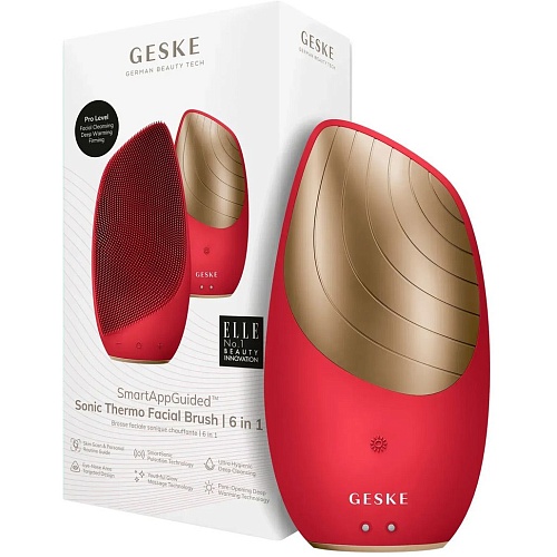 Чистящая щетка для лица GESKE Sonic Thermo Facial Brush 6в1 Red (HB0634)