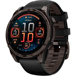 Смарт-годинник Garmin Fenix 8 AMOLED Sapphire 47mm Carbon Gray DLC Titanium with Black/Pebble Gray Silicone Band (010-02904-20) Уцінка