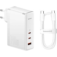 Сетевое зарядное устройство Baseus GaN5 Pro Fast Charger 2C+U 140W White  + Cable USB-C (CCGP100202)