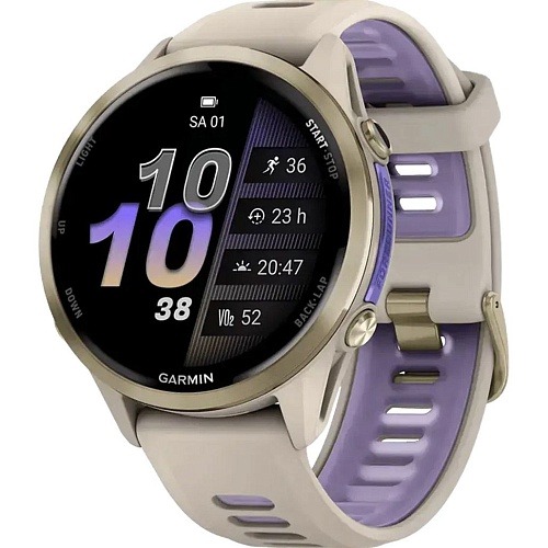Смарт-часы Garmin Forerunner 970 Soft Gold Titanium with French Gray Case and French Gray/Translucent Indigo Band (010-02969-12)