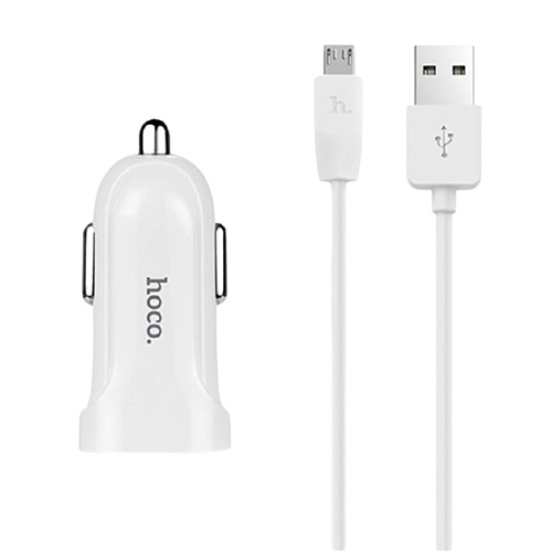 Автомобільний зарядний пристрій Hoco Z2 + micro USB-cable (White) - придбати в Дніпрі, Україні: ціна, характеристики | інтернет-магазин TOUCH