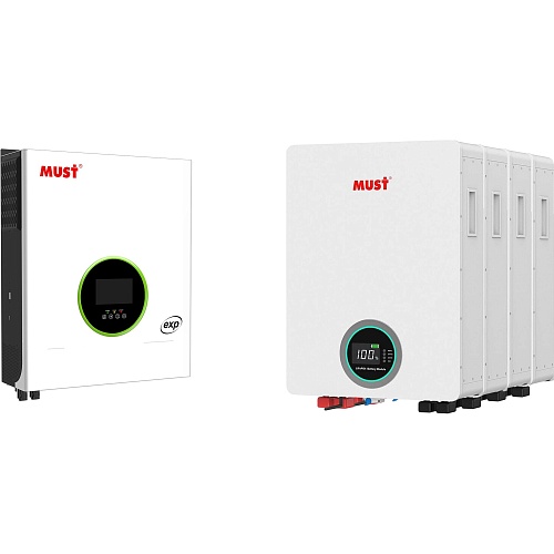 Система хранения энергии Must PV19-10048EXP 10kW + 4 АКБ LP16-48100 20.4kWh (51.2V/100Ah/5120Wh)