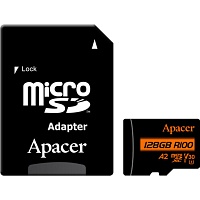 Карта пам'яті Apacer microSDXC 128GB Class 10 UHS-I/U3 V30 A2 R100 + SD Adapter (AP128GMCSX10U8-R) - придбати в Дніпрі, Україні: ціна, характеристики | інтернет-магазин TOUCH