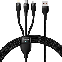 Кабель Baseus Flash Series II 3-in-1 USB-A to USB-C/Lightning/Micro-USB 100W 1.2m Black (CASS030001)