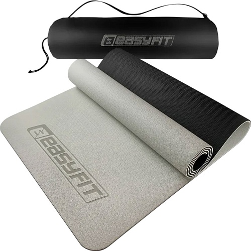 Коврик для йоги EasyFit TPE+TC 6mm Gray/Black (EF-1924s-GYBK)